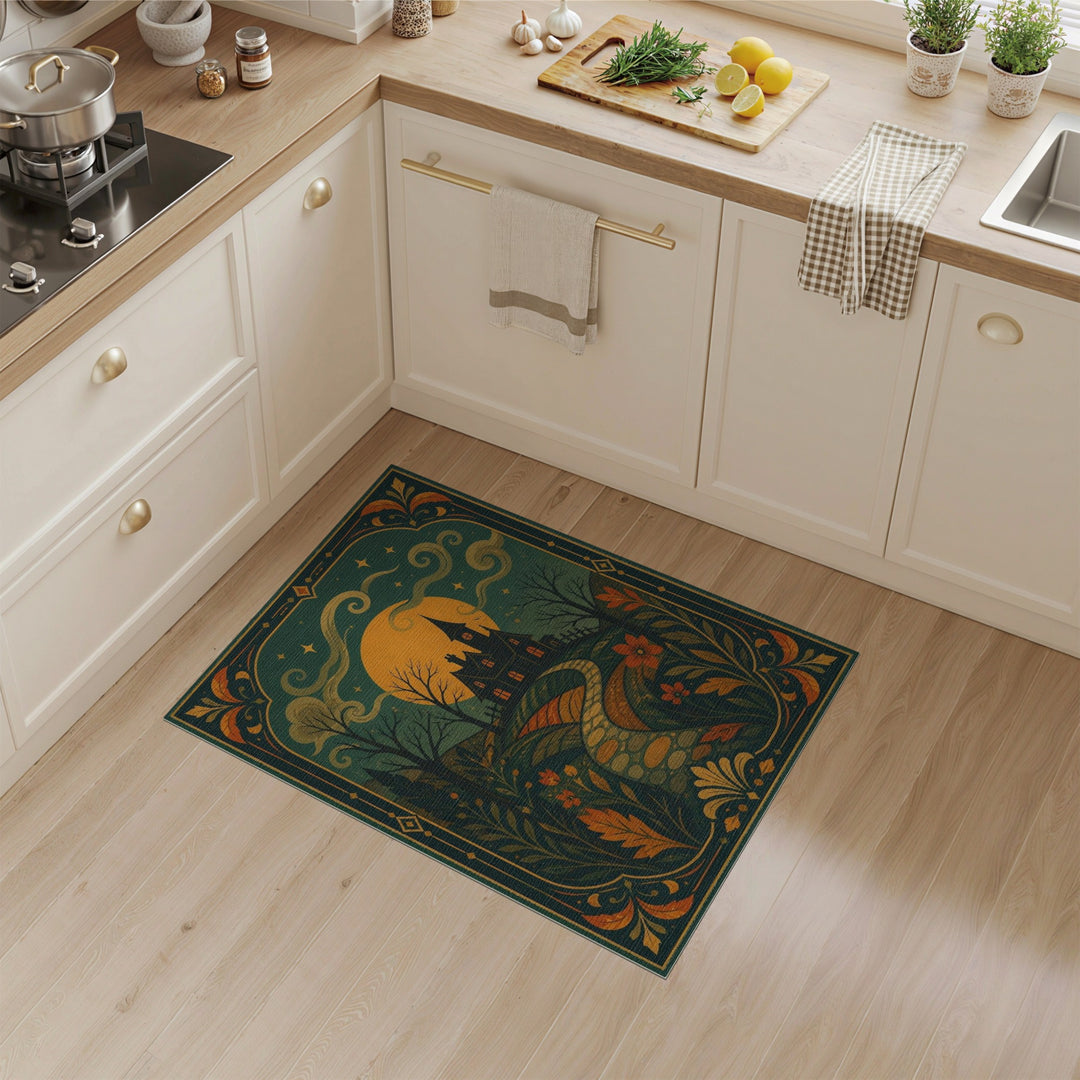 Moonlit Gothic Manor Vintage Rug