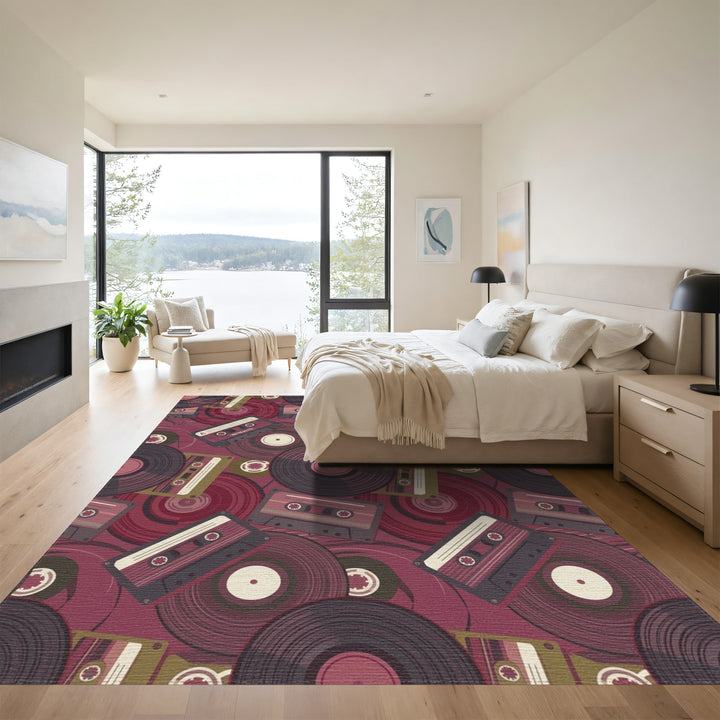 Vibrant Retro Cassette Vinyl Rug