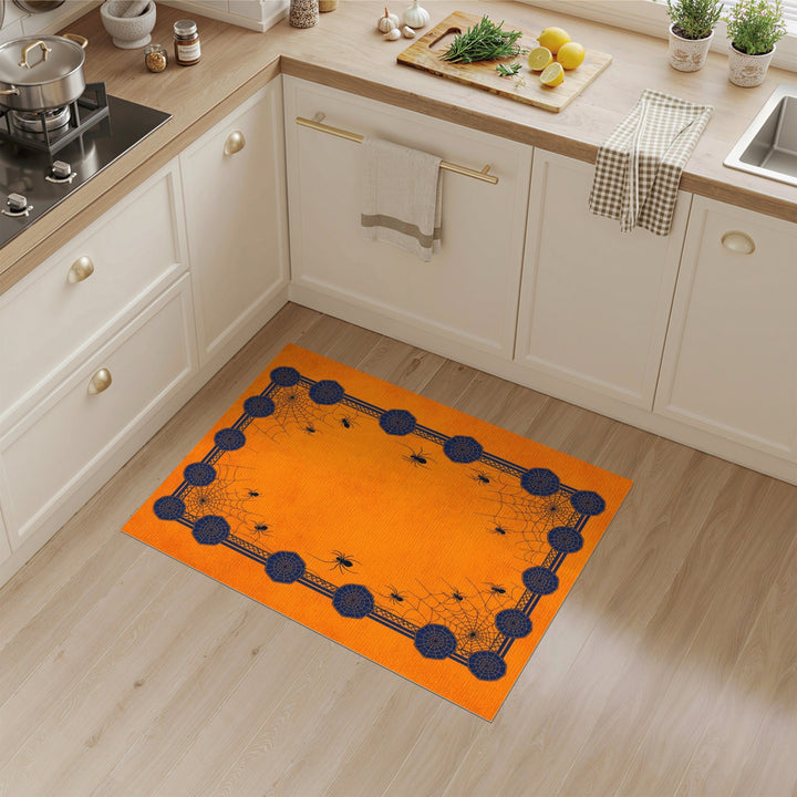 Orange Spider Web Kids Area Rug