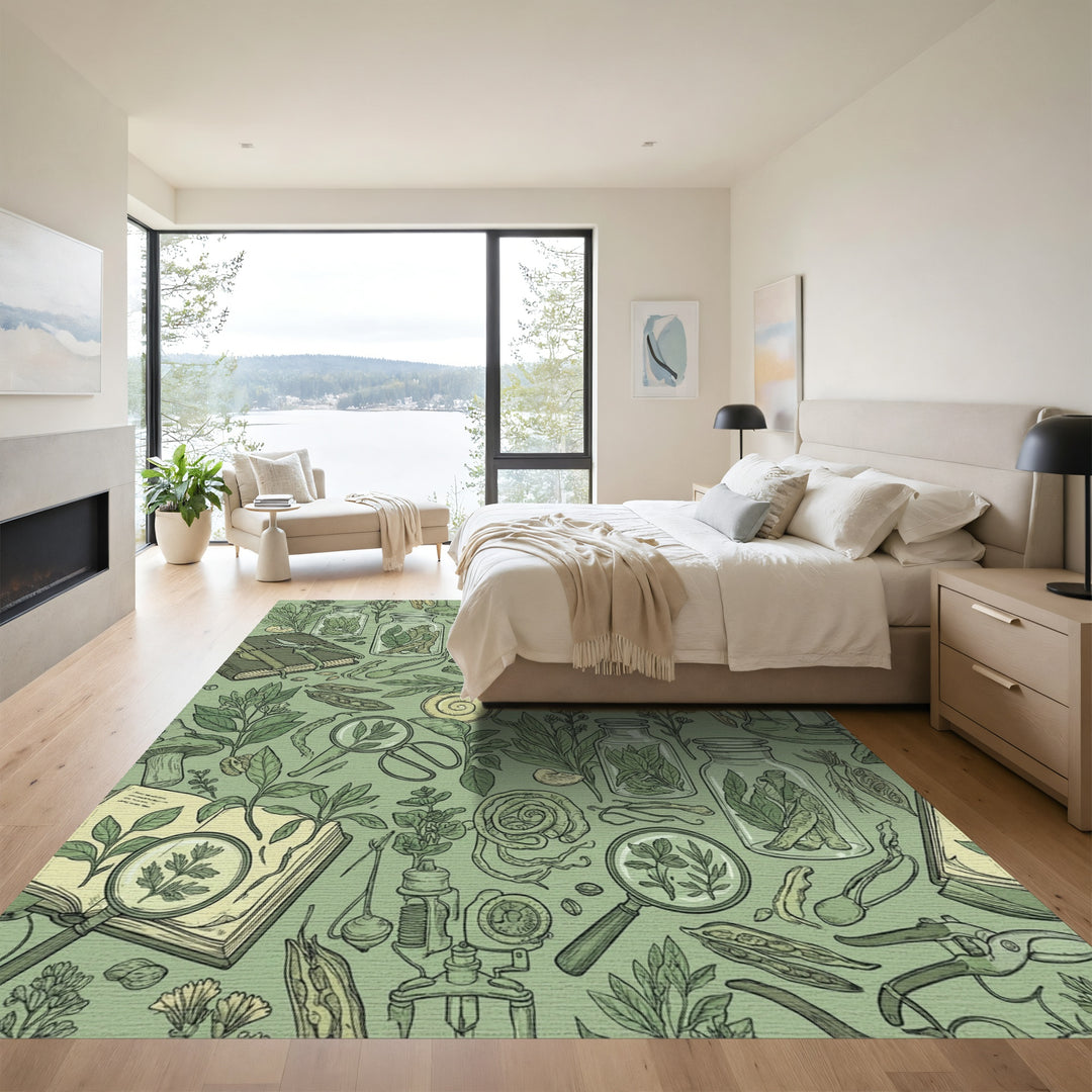 Botanical Field Study Illustration Rug