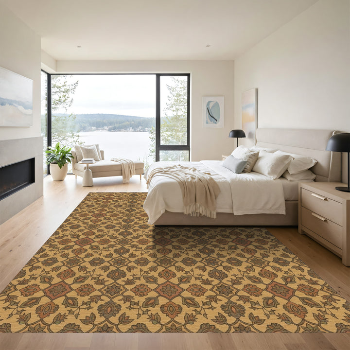 Vintage Earthy Floral Lattice Rug