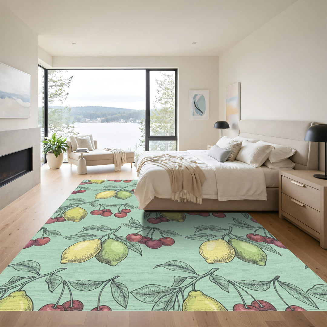 Vintage Lemon Cherry Branch Rug