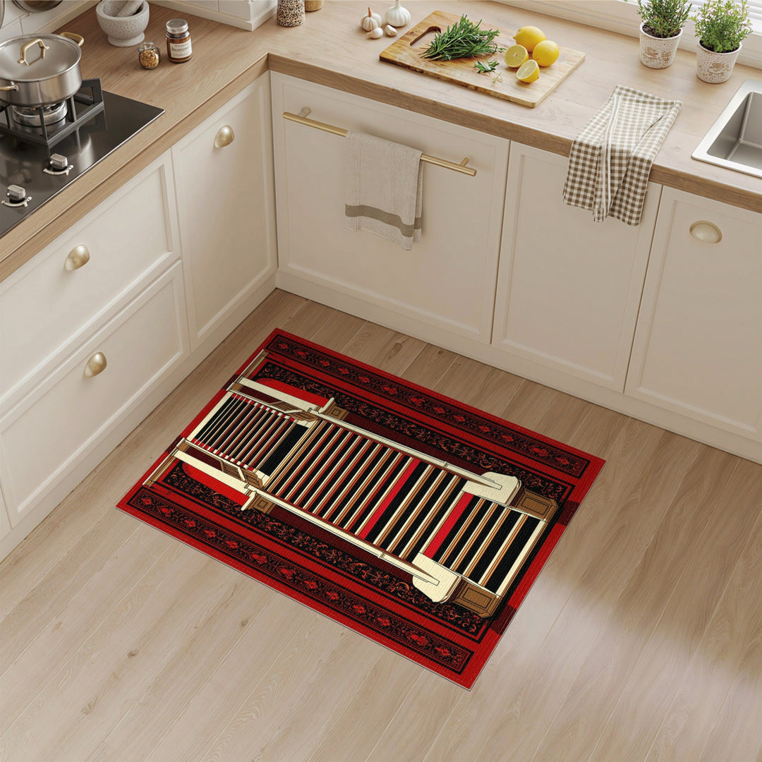 Red and Black Striped Traditional Runner Rug