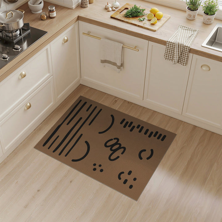 Brown Abstract Lines Area Rug