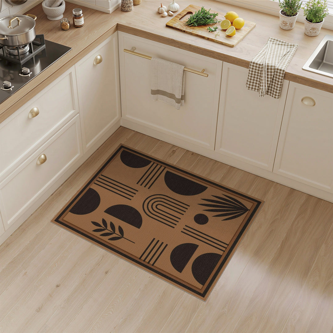 Brown Geometric Area Rug with Modern Arches