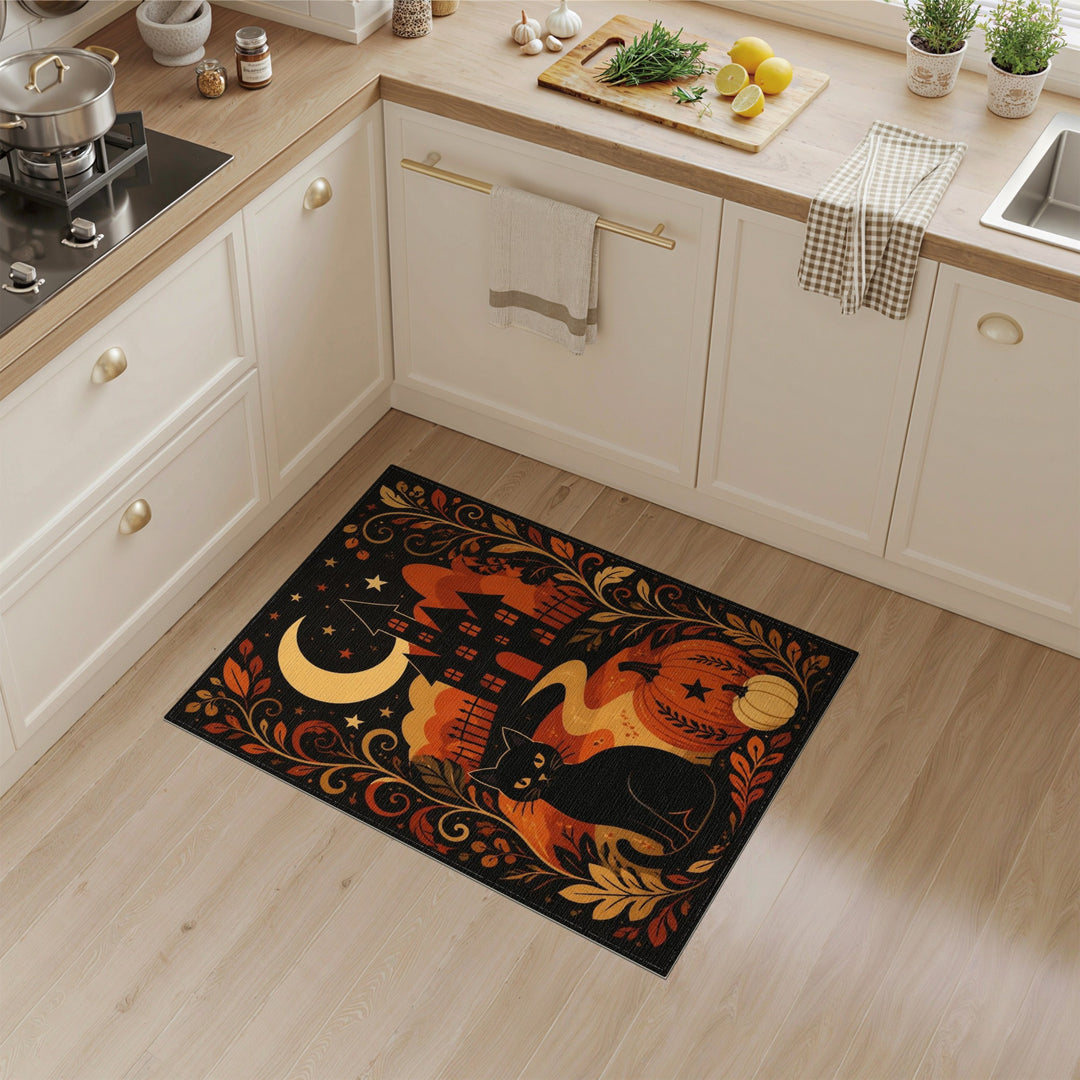 Halloween Black Cat Area Rug