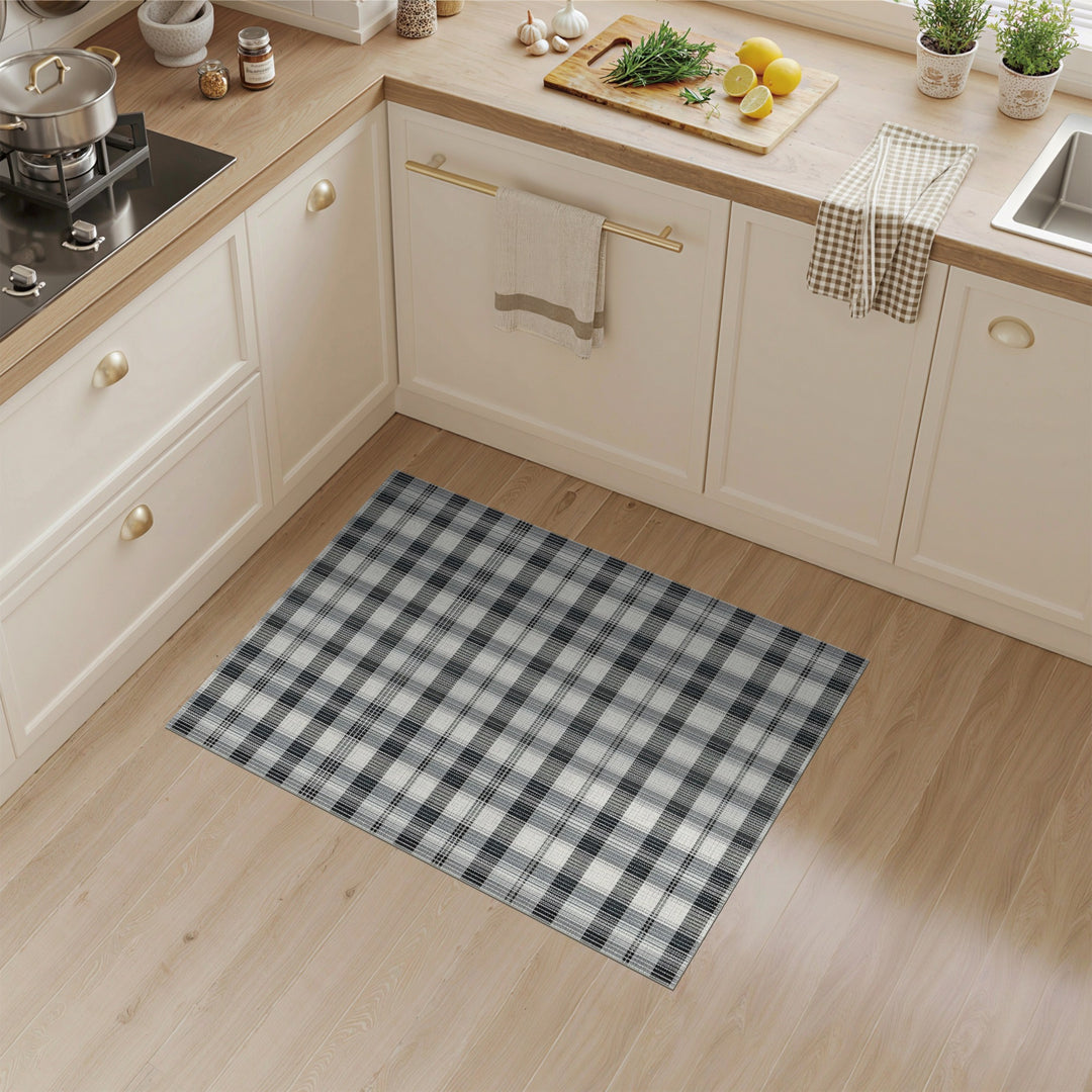 Plaid Black and White Black White Plaid Geometric Area Rug