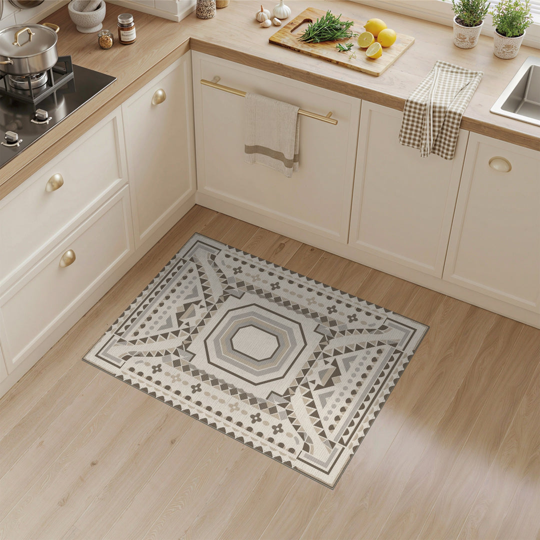 Brown Geometric Octagon Area Rug
