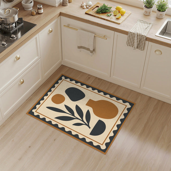 Abstract Brown Vase Plant Area Rug