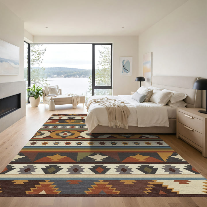 Earthy Terracotta Southwest Diamond Stripe Rug