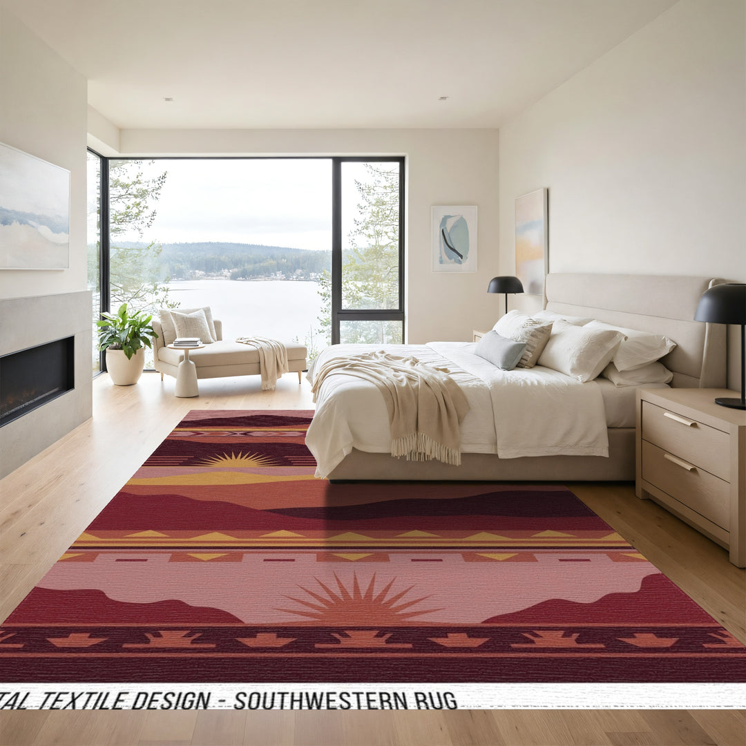 Earthy Southwestern Landscape Sunburst Rug