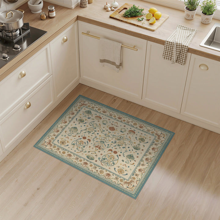 Beige Floral Vintage Area Rug