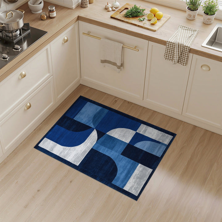 Geometric Modern Blue Abstract Geometric Area Rug