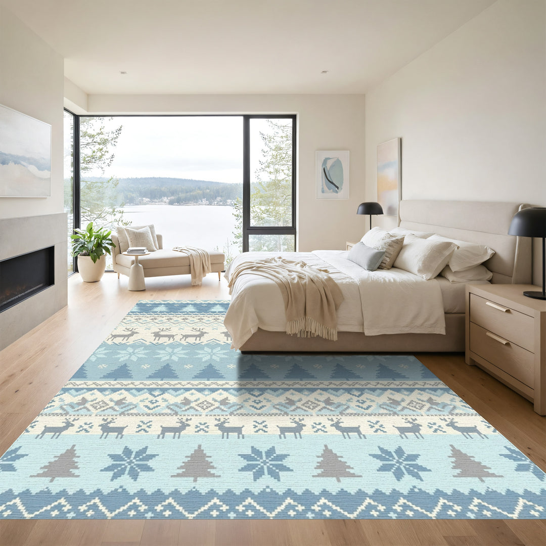 Winter Woodland Reindeer Fair Isle Rug