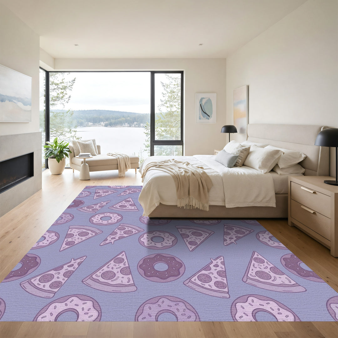 Purple Pizza Donut Repeating Pattern Rug