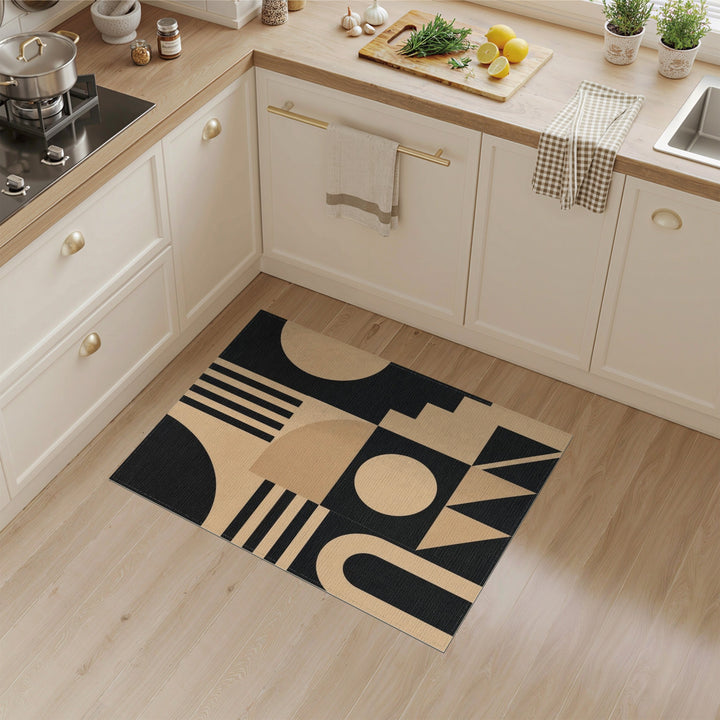 Brown and Tan Black and Tan Geometric Area Rug
