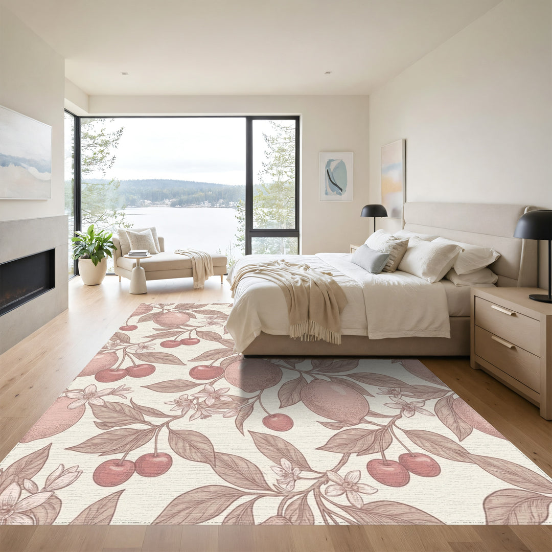 Dusty Rose Lemon Cherry Branches Rug