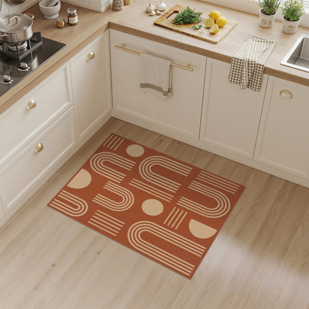 Orange Geometric Arch Orange Area Rug