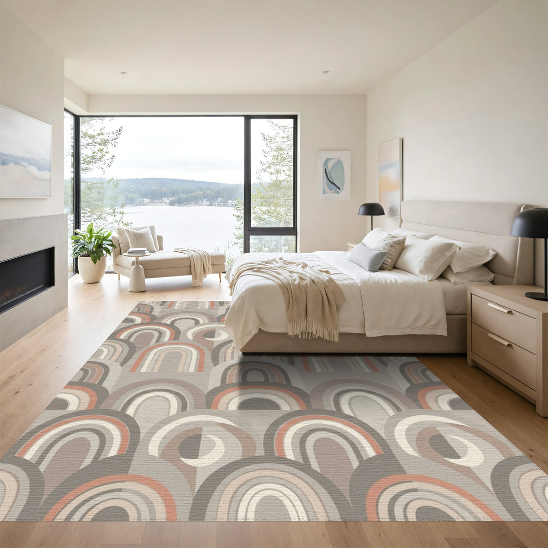 Geometric Rainbow Arch Neutral Tones Rug