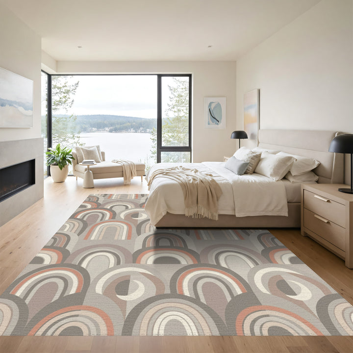 Geometric Rainbow Arch Neutral Tones Rug