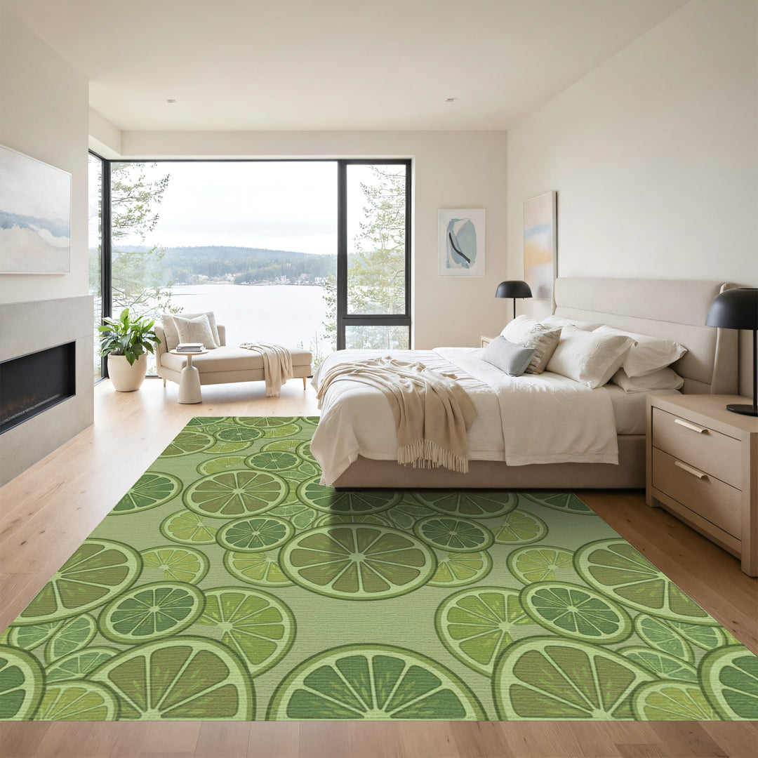 Green Citrus Fruit Slices Mandala Rug