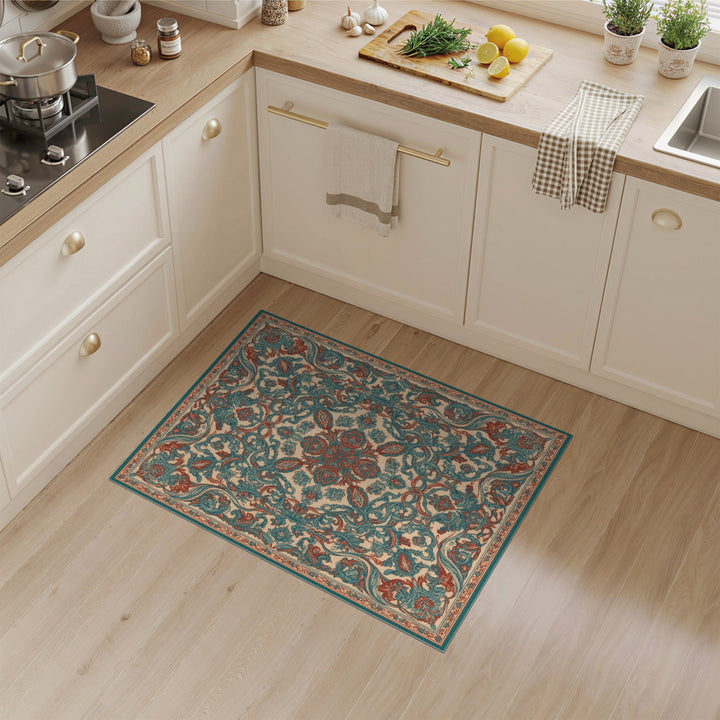 Blue Teal Persian Medallion Rug