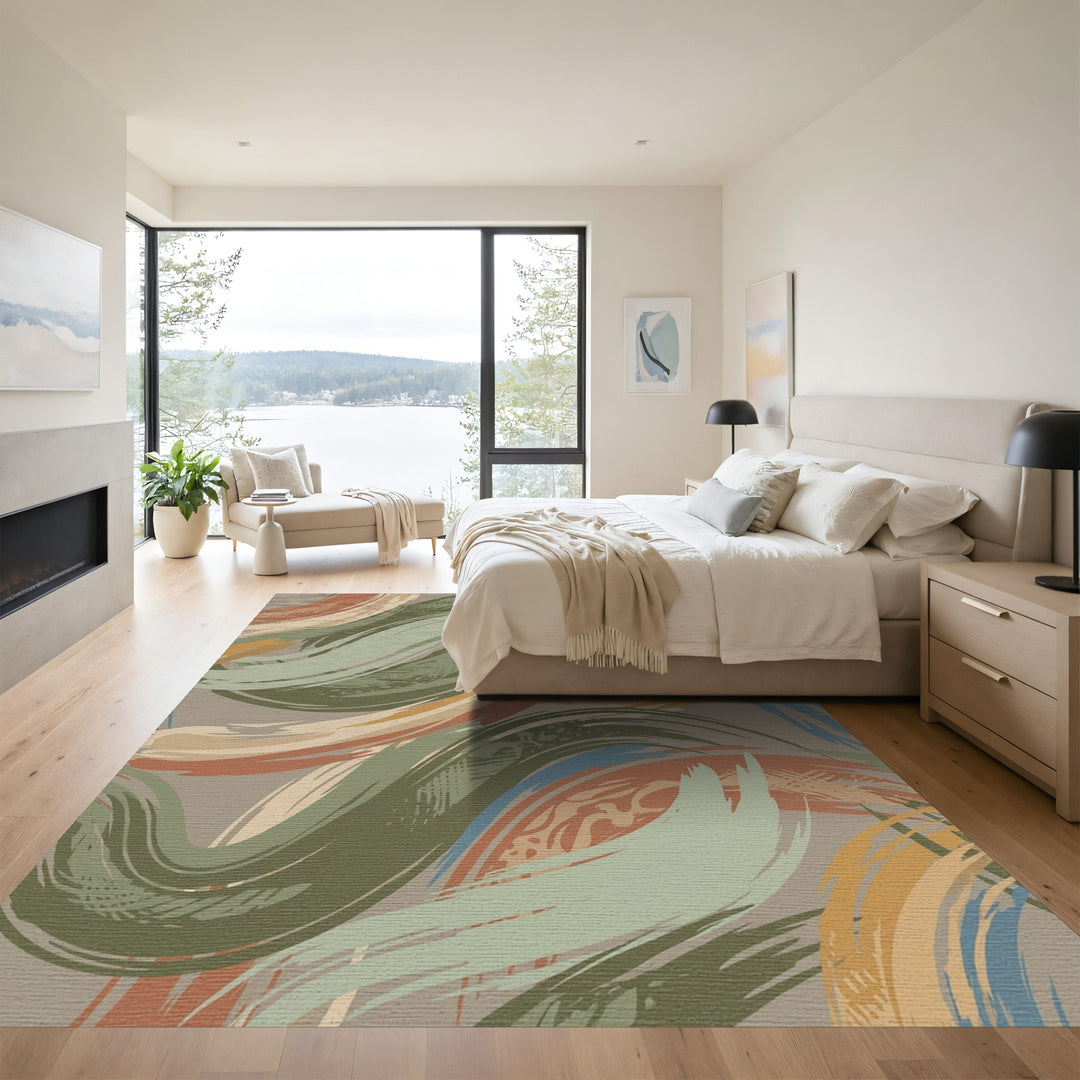 Earthy Brushstroke Flowing Waves Rug
