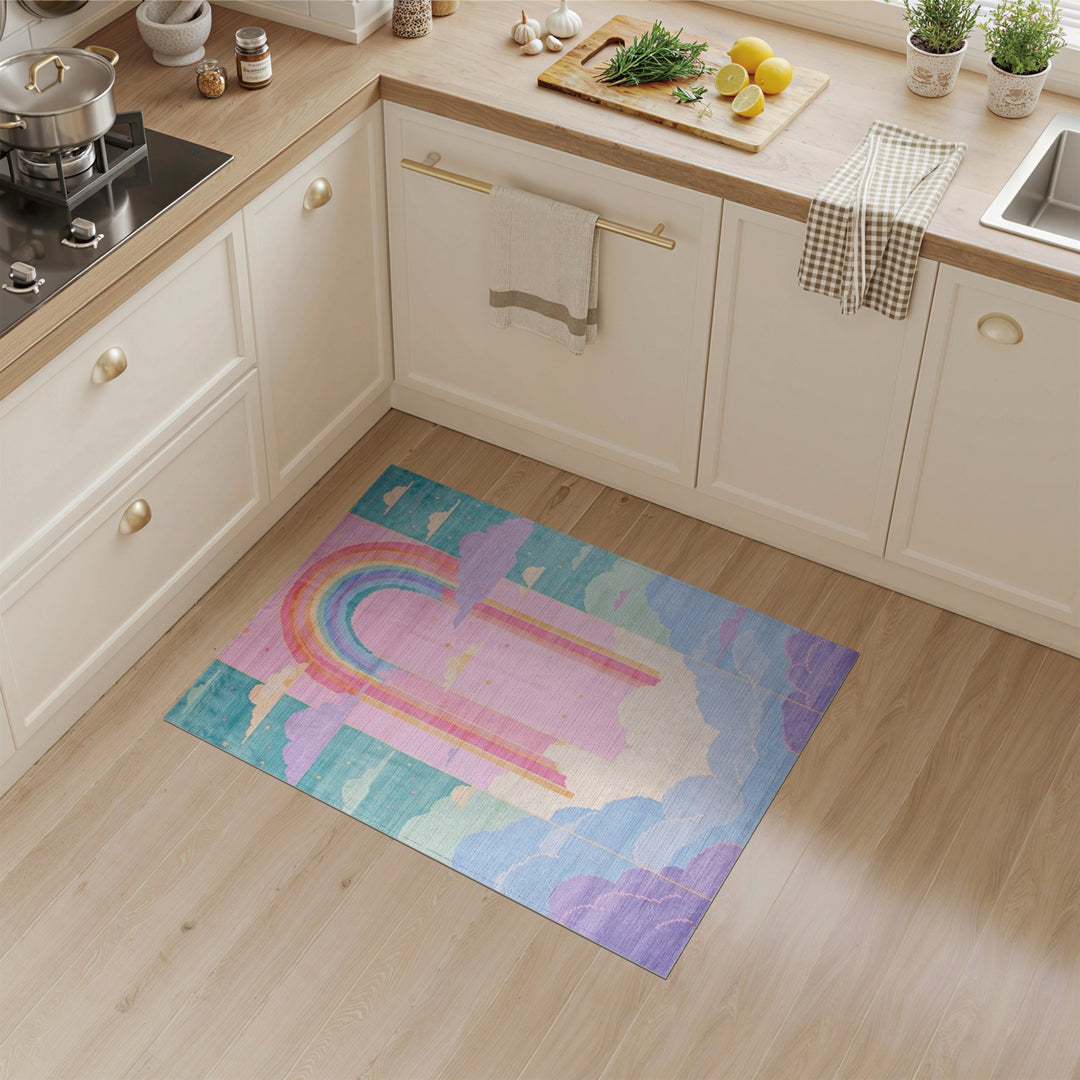 Rainbow Arch Cloud Kids Area Rug