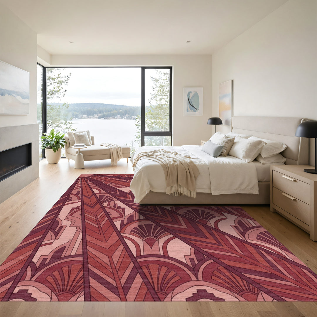 Art Deco Sunburst Feathered Arches Rug