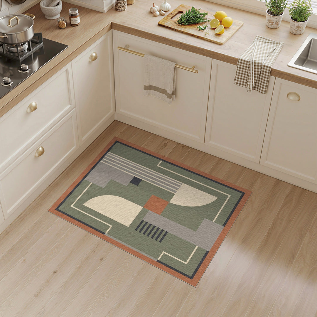 Green Geometric Modern Area Rug