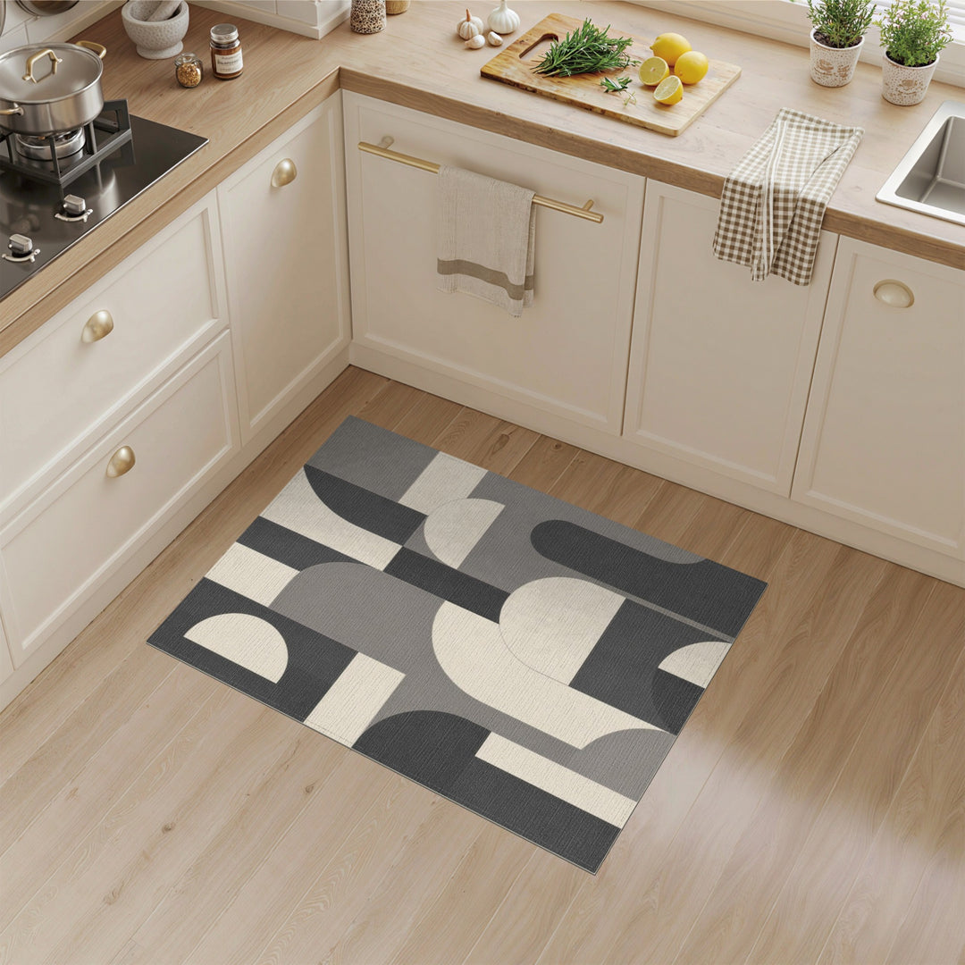Grey Geometric Arched Area Rug