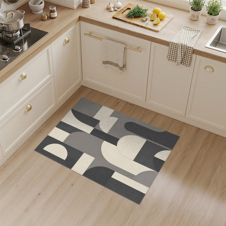 Grey Geometric Arched Area Rug
