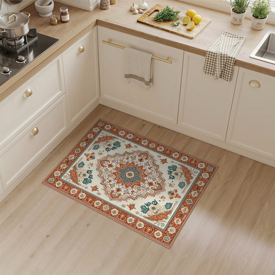 ODIKA Orange Teal Persian Area Rug
