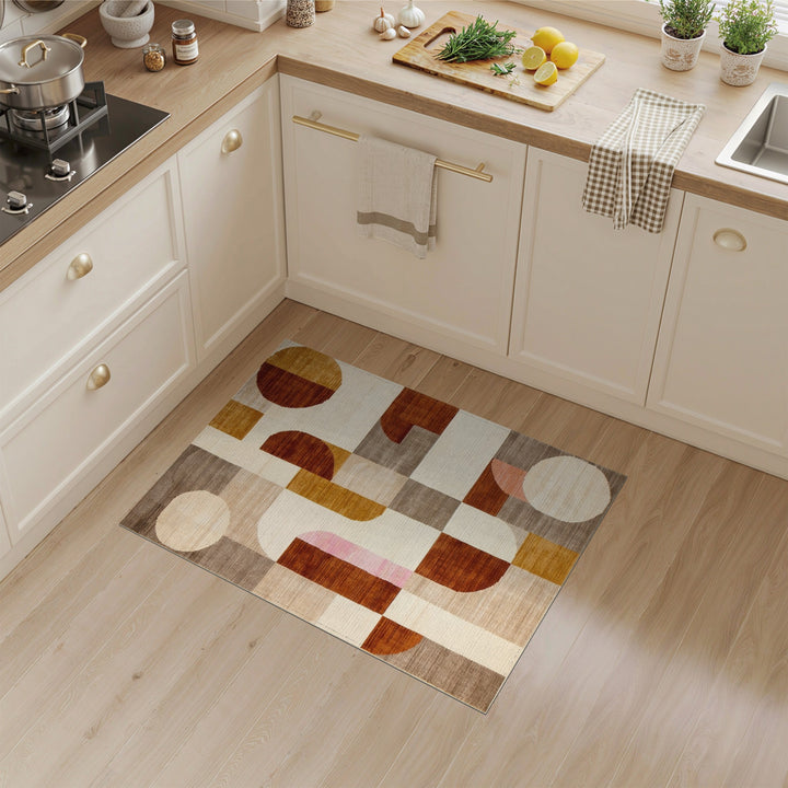 Brown and Tan Abstract Geometric Brown and Tan Area Rug