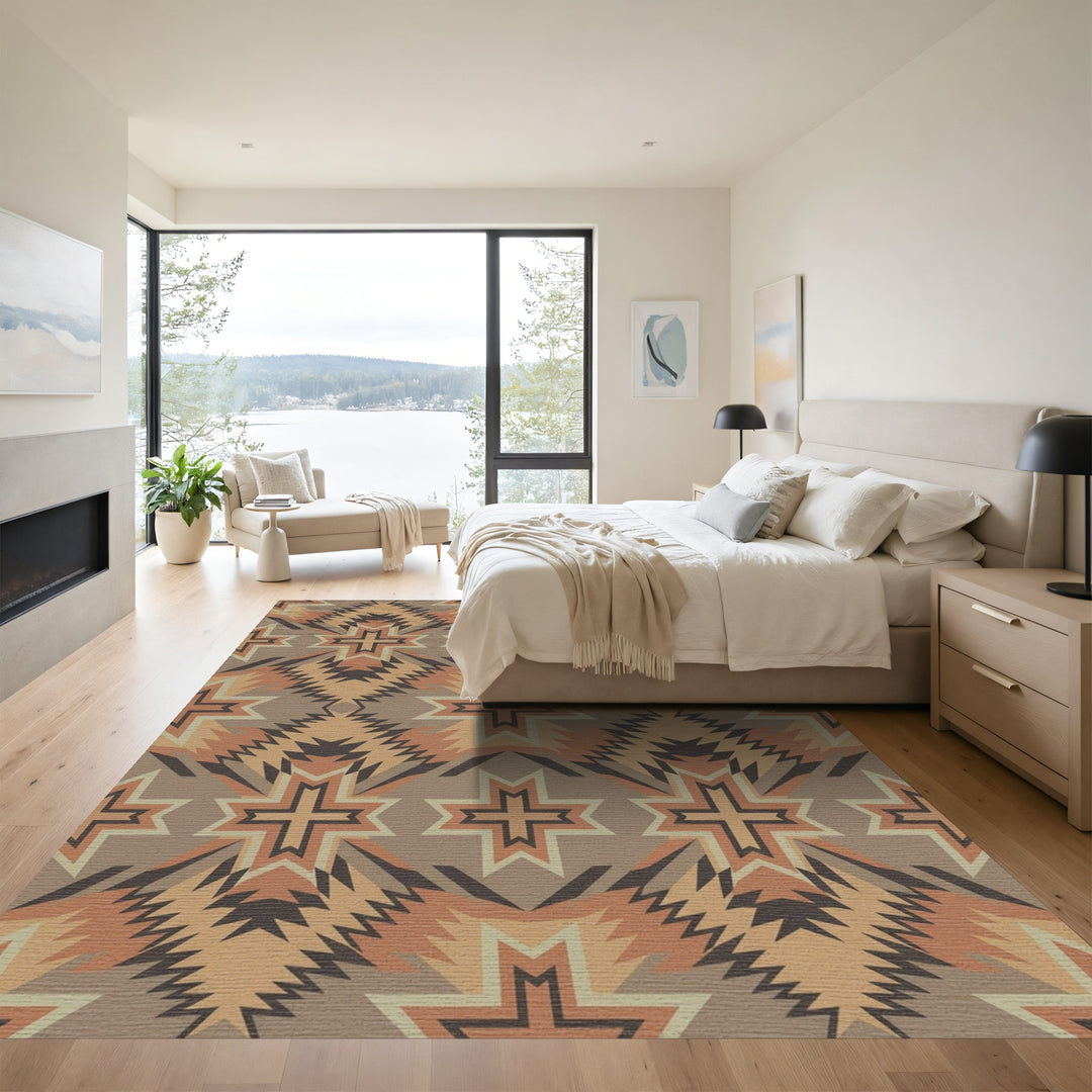 Earth Tones Geometric Sunburst Rug