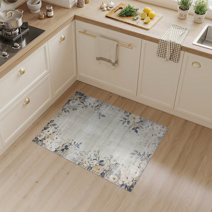 Vintage Floral Beige Area Rug