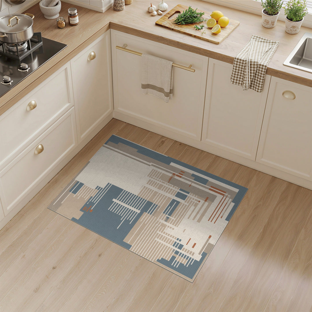 Abstract Geometric Modern Abstract Geometric Beige Area Rug
