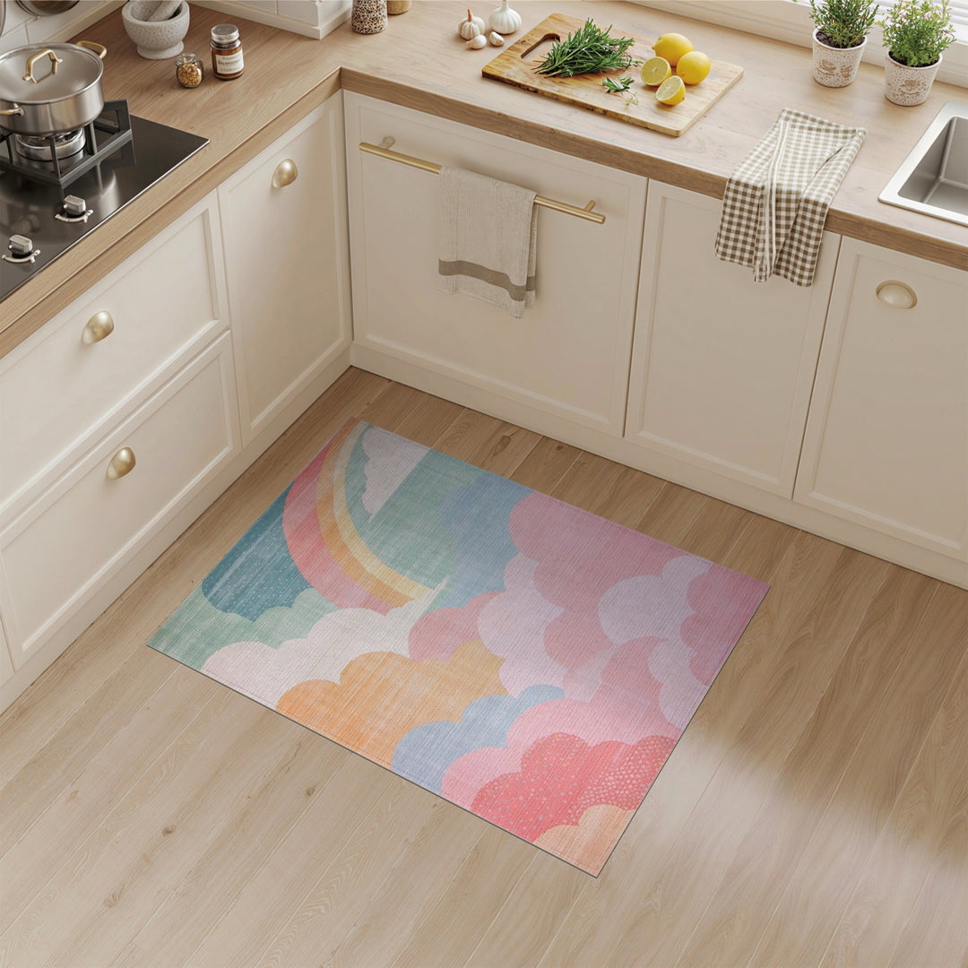 Multi-color and Patterns Rainbow Clouds Kids Area Rug