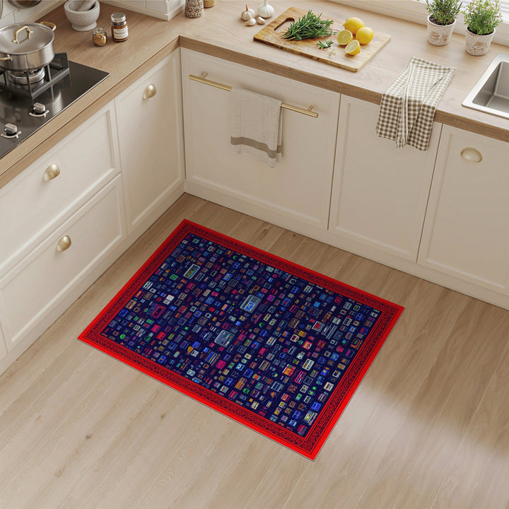 Retro Pixel Tech Washable Area Rug
