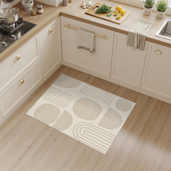 Beige Geometric Abstract Area Rug