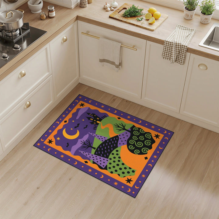Halloween Castle Purple Kids Area Rug