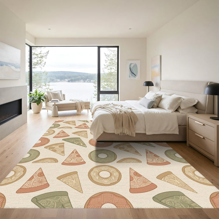 Earthy Doughnut Pizza Slice Collection Rug