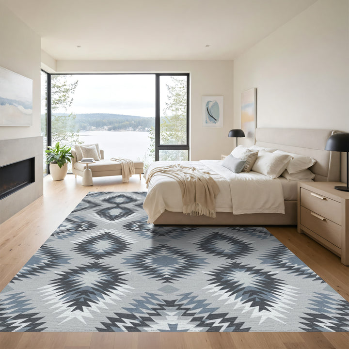 Gray Diamond Aztec Geometric Rug