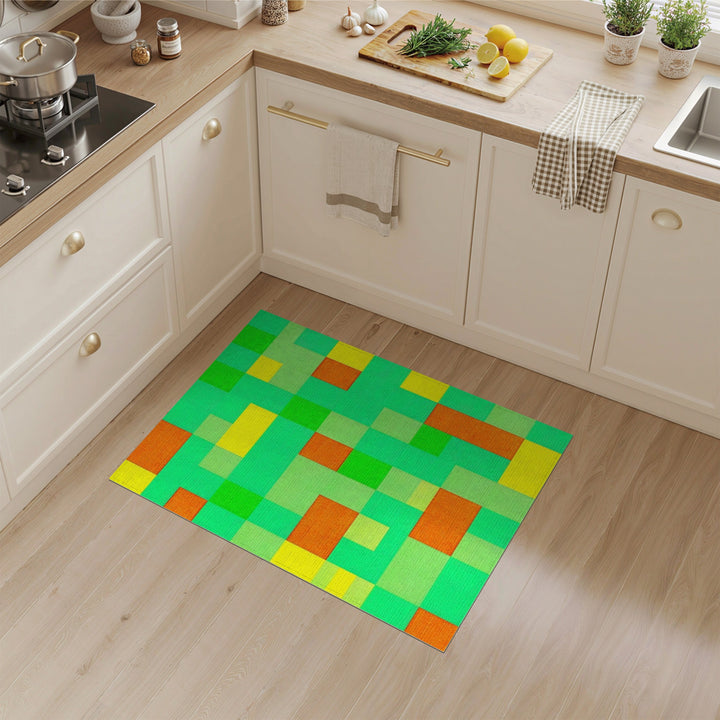 Multi-Color Geometric Green Area Rug