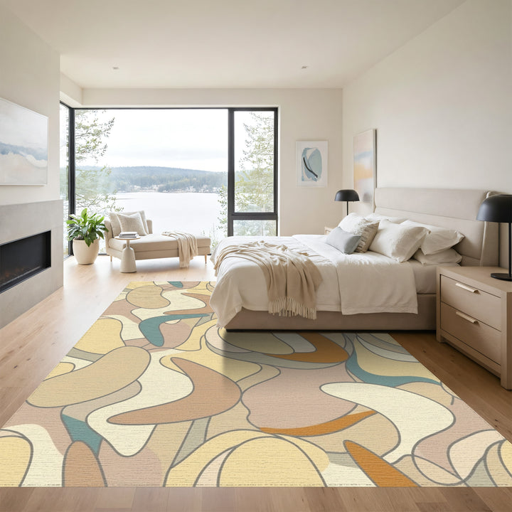 Retro Boomerang Abstract Organic Shapes Rug