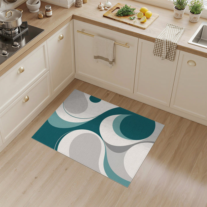 Blue and Teal Abstract Area Teal Abstract Swirl Area Rug