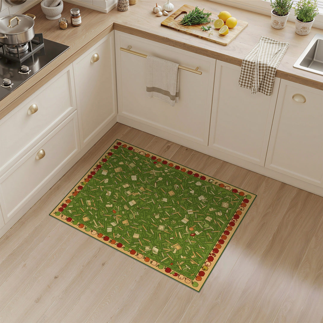 Green Apple Pencil Kids Area Rug