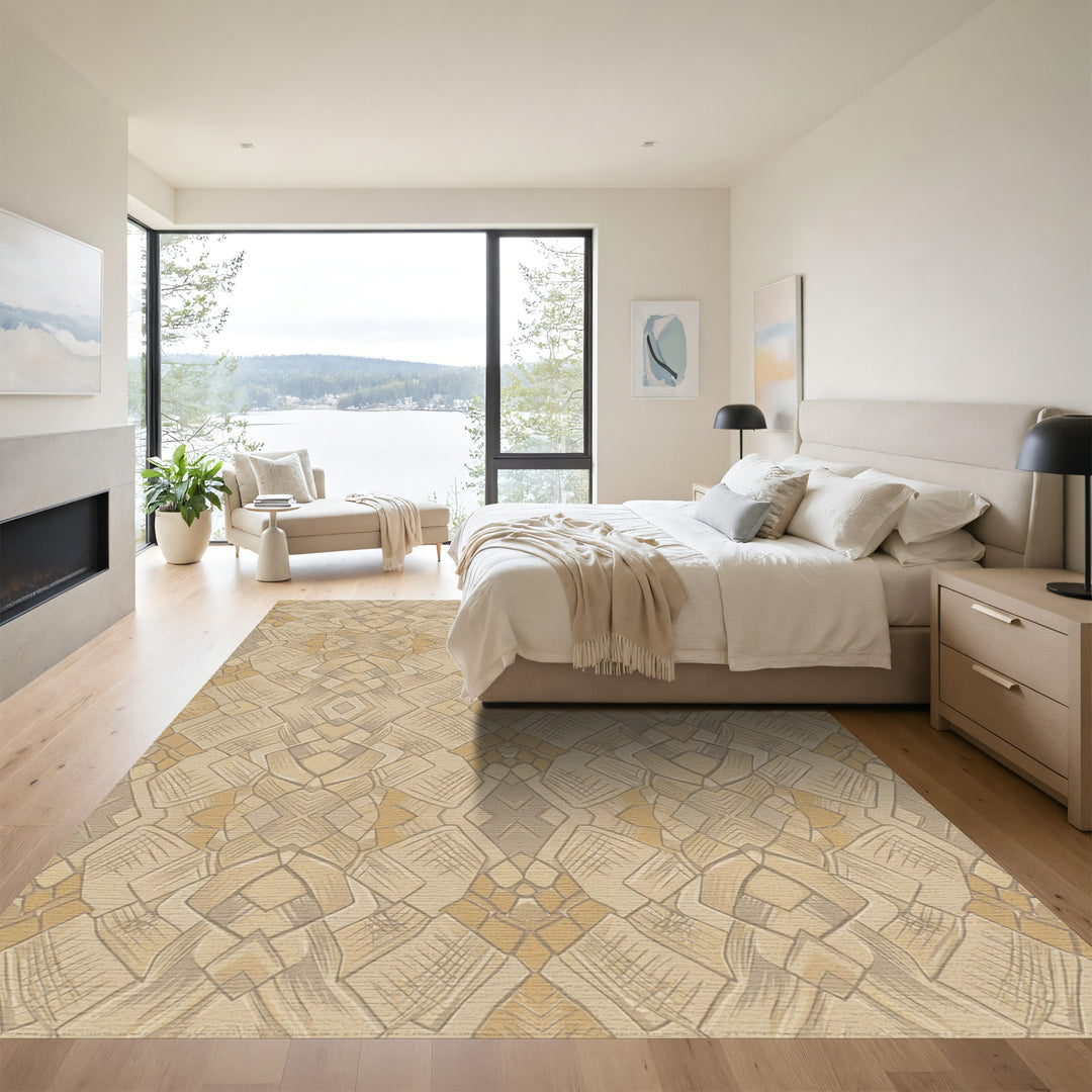 Earthy Tones Segmented Geometric Rug