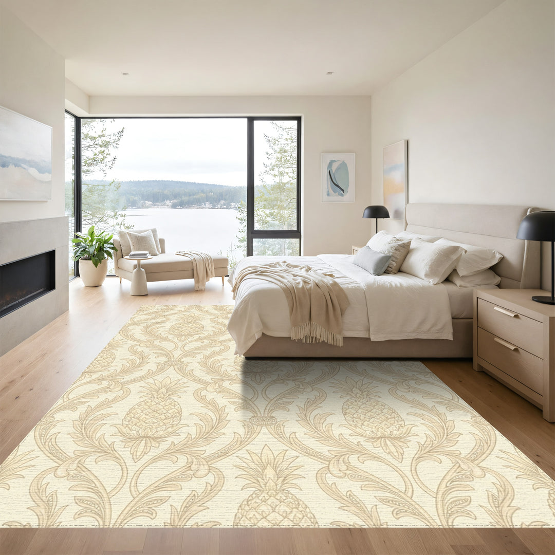 Classic Golden Pineapple Damask Rug