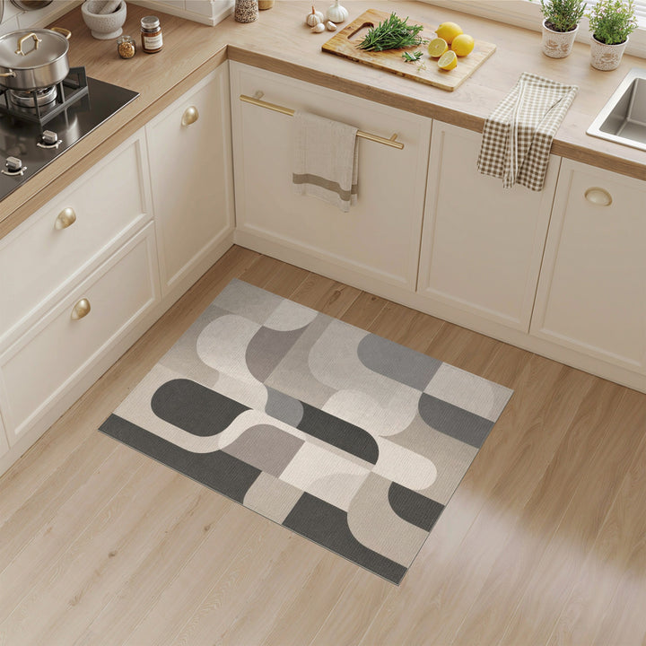 Beige Geometric Modern Area Rug